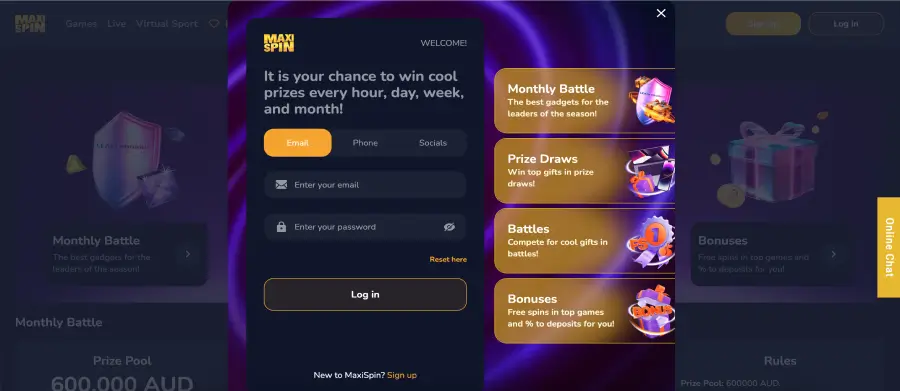 Maxispin casino login